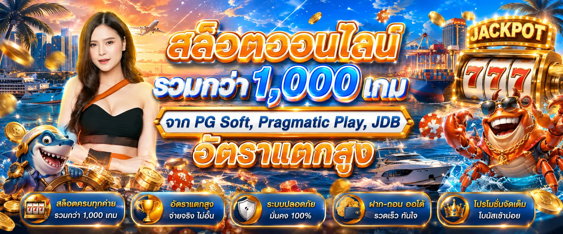 สล็อตออนไลน์ ฉ่ำ168 รวมทุกค่ายเกมชั้นนำ PG Slot Joker Pragmatic